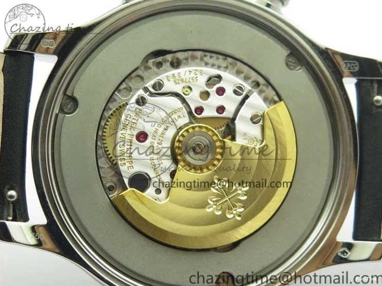 MIROTIME 0418 Practical Calatrava 5524 Pilot Travel Time SS GRF Blue Dial on Black Leather Strap A324 V 7107